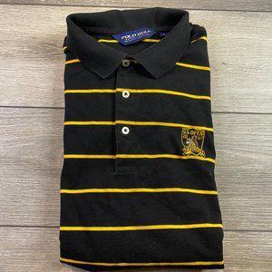 Polo Golf Ralph Lauren Cotton Polo Large US Open Oakmont Black Yellow Stripe L